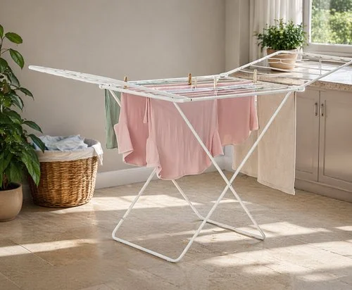 Varal De Chão Com Abas Buenos Aires Aço – Branco 8Kg