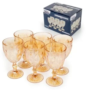 Conjunto 6 Taças de Vidro Diamond Gold 325ml