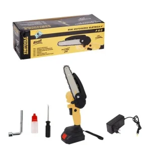 Mini Motosserra Elétrica 6” Com Bateria Recarregável Bivolt