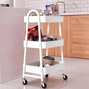 Prateleira de Metal Multiuso 3 Andares Com Rodinhas – Branco