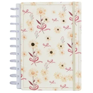 Caderno Inteligente Disco A4 60 Folhas Reposicionáveis Capa Dura Floral Elástico Disko