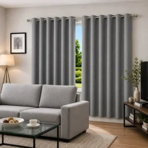 Cortina Blackout Pelicula C/Ilhos Cinza 280×180