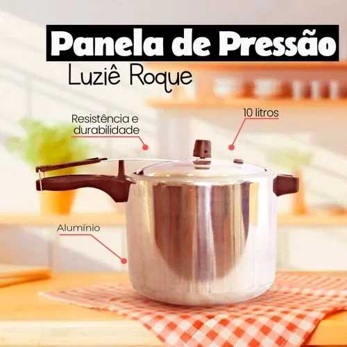 Panela de Pressão Alumínio Roque 10 Litros