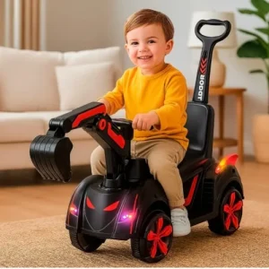 Retroescavadeira Elétrica Infantil Com Haste – Vermelha