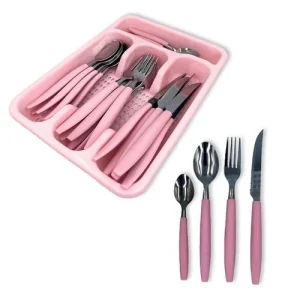 Jogo De Talheres Faqueiro Aço Inox Com Gaveteiro – Rosa