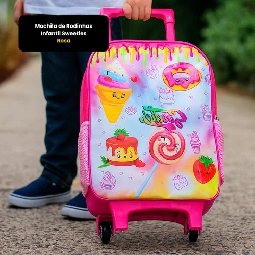 Mochila de Rodinhas Infantil Sweeties – Rosa