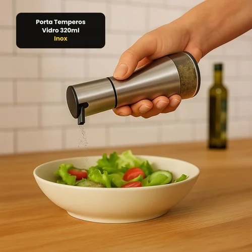 Porta Temperos Vidro 320ml – Inox