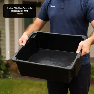 Caixa Plástica Fechada Retangular 40 L – Preta