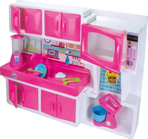Cozinha Infantil Com Pia e Armário – Rosa