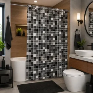 Cortina de Box Pastilha com Ilhós 1,38m x 1,98m – Preta