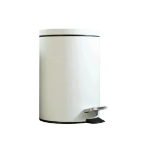 Lixeira Redonda com Pedal Multiuso Aço 5 litros – Branco Matte