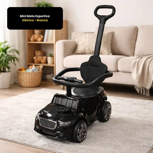 Carrinho Elétrico Infantil com Empurrador  – Preto