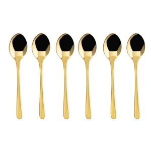 SET DE 6 COLHERES CHÃ/CAFE DOURADO
