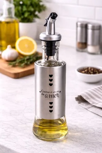 Galheteiro Azeite Vinagre 300 Ml Vidro Aço Inox Dosador - Image 2