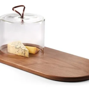 TÁBUA WALNUT COM CAMPANULA DE VIDRO