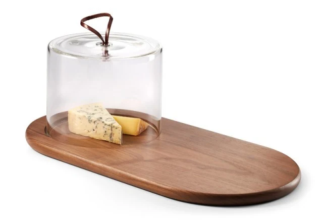 TÁBUA WALNUT COM CAMPANULA DE VIDRO